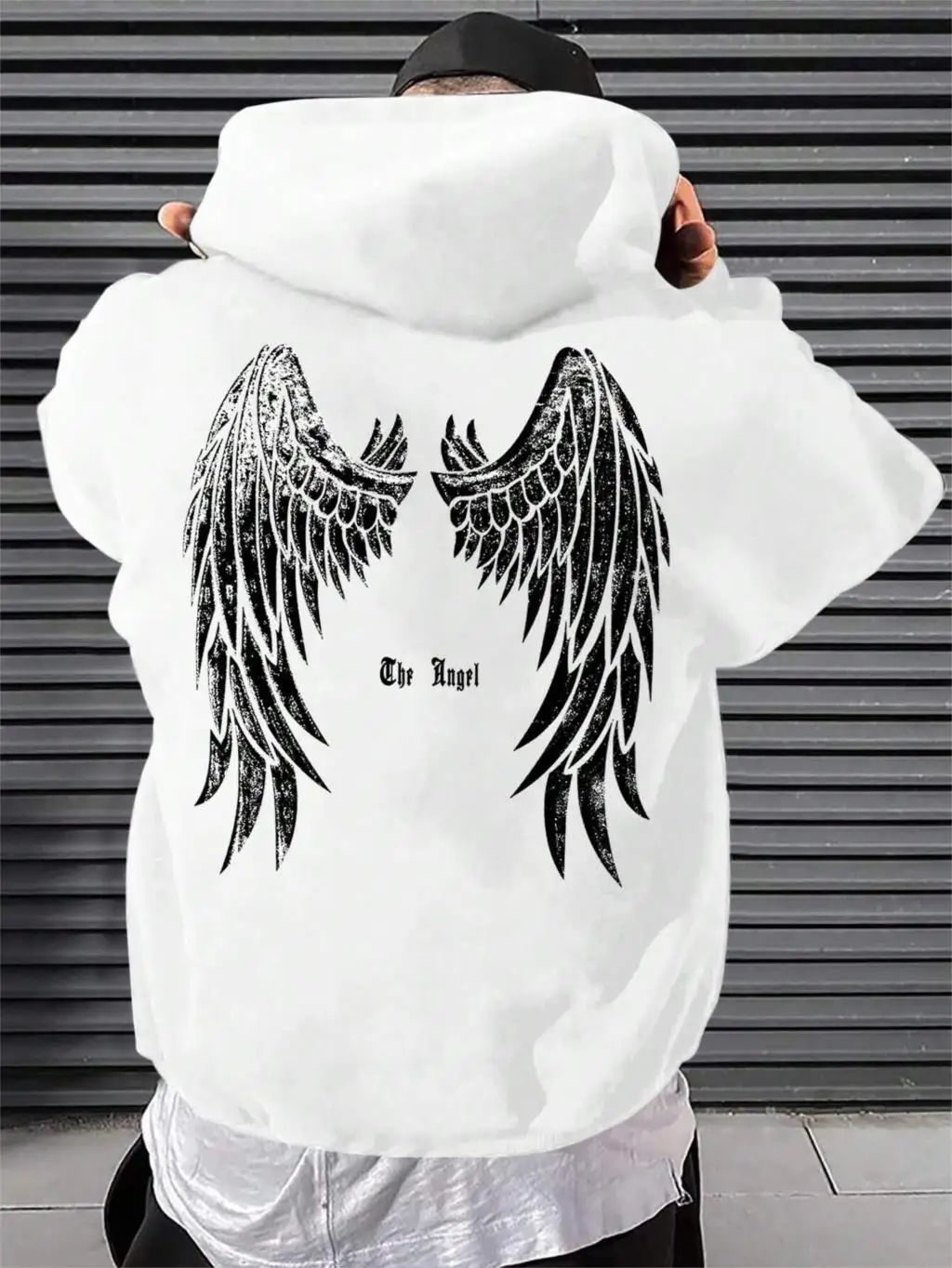 Angel\'s Wings Printing Male Hoody O-Neck All Match Loose Sweatshirt Fashion Fleece Basic Daily Comfortable Hoodie Autumn Clothes