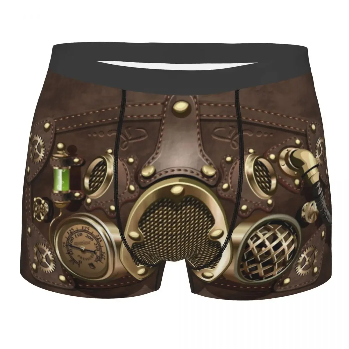 Steampunk Leather Underwear Men Print Custom Pilot Air Fighter Helmet Boxer Briefs Shorts Panties Breathable Underpants