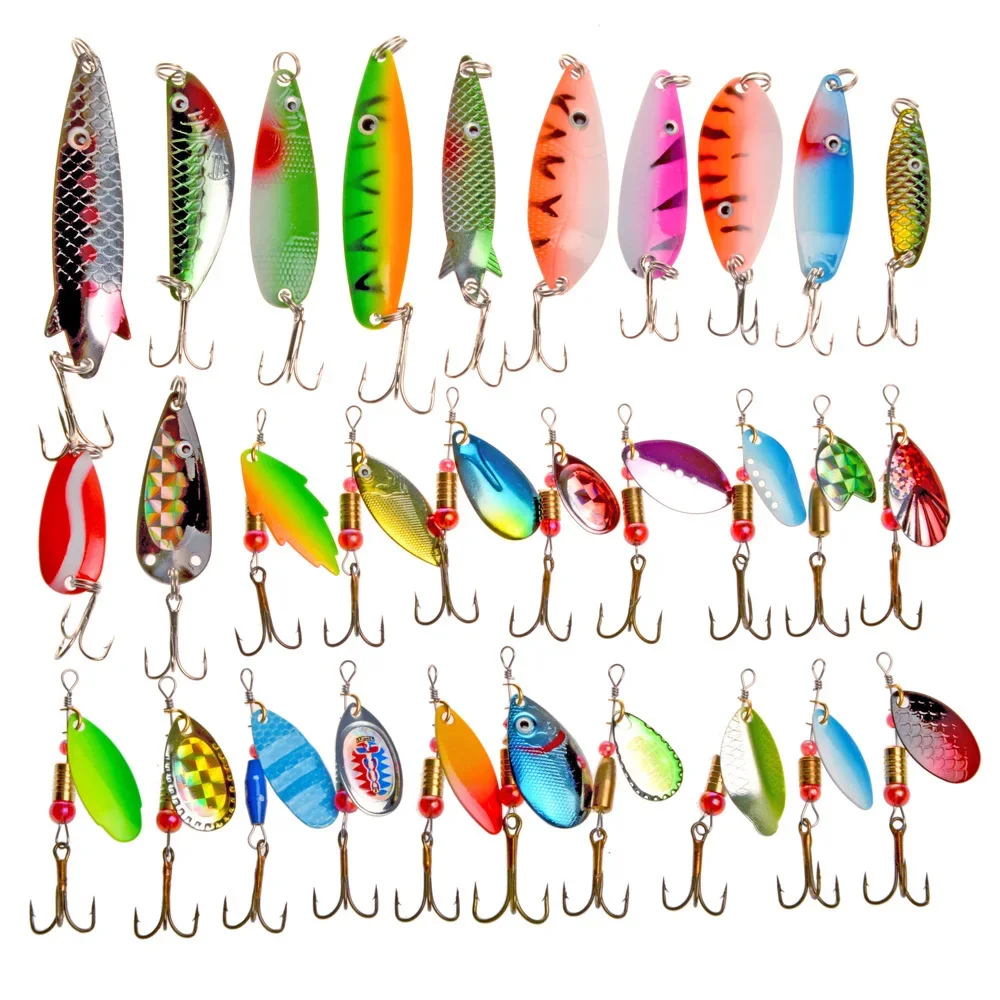 2026 30 Pieces Artificial Fishing Bait Sequins Metal Hard Lures Inline Spinner Baits Fishing Lure Combination