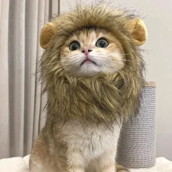 Cute Lion Mane Wig Cosplay Clothes Pet Costumes Hat Fancy Lion Hair Cat Clothes Dress Up Funny Pet Cosplay Wig Caps Supplies