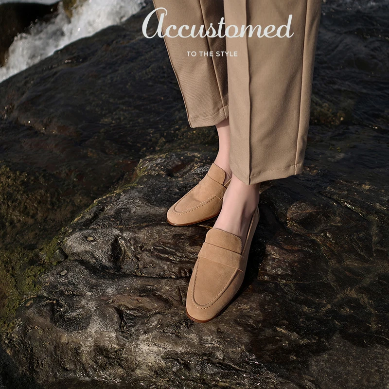 Women Flats Round Toe Simple Shoes Sheepsuede Daily Shoes Ladies Loafers Spring Autumn Footwear Slip On Women Loafers