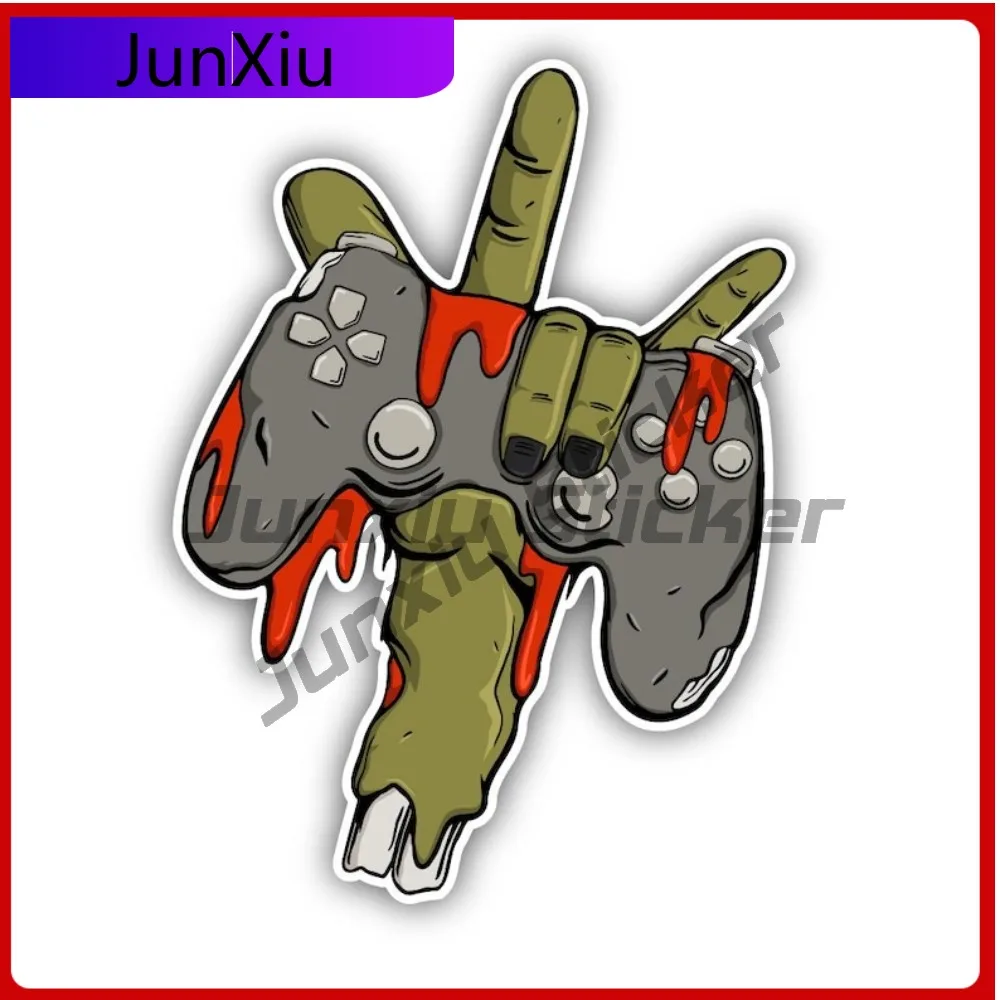 Zombie Hand Holding Controller Shaped Vinyl Sticker Halloween Fun Car Truck Laptop Water Bottle Adventure Motorcycle Stickers