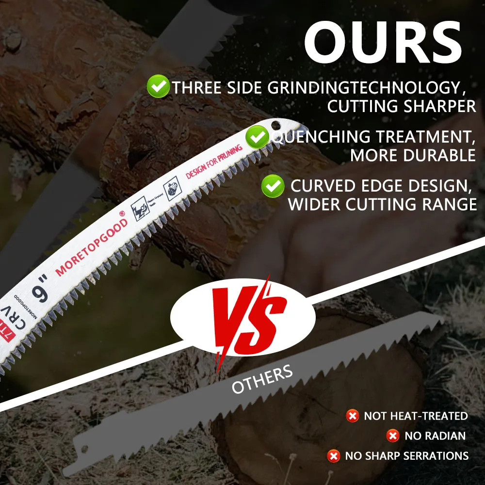 MORETOPGOOD 7T Arc Edge Reciprocating Saw Blade, Japanese Teeth with Curved Edge Wood Pruning Saw Blades for Tree Trimming, 3pcs