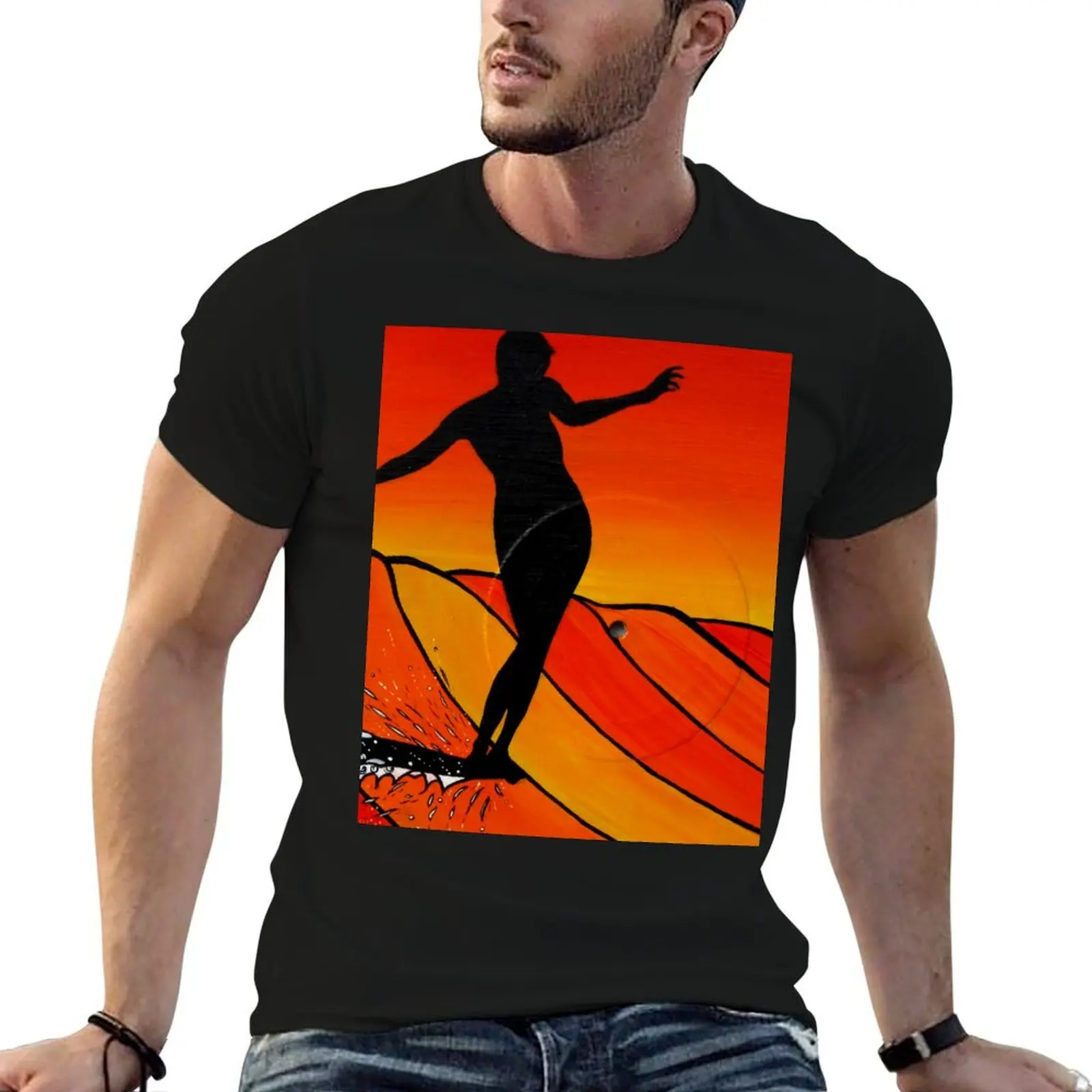 Glide Girl Painted on Vinyl - ReoSurf Art T-Shirt Holiday Simple Tee Shirt
