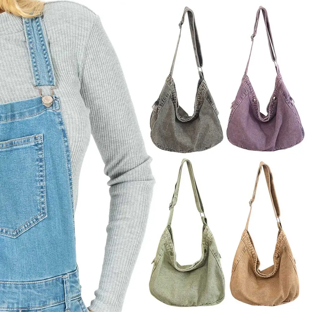 

Женская сумка-хобо через плечо, нейлоновая Повседневная Сумочка на плечо в винтажном стиле, регулируемые карманы на ремне