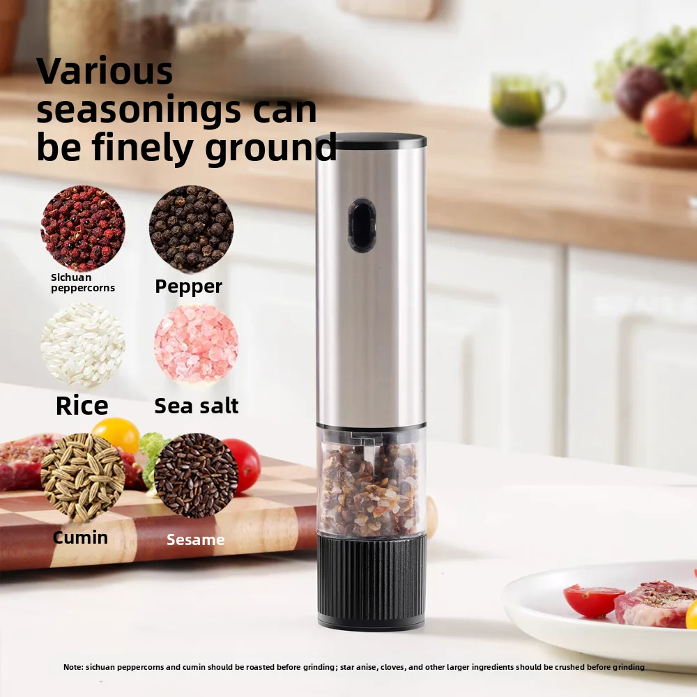 Adjustable Coarseness Electric Salt Grinder Ceramic Core One Click Start Automatic Spices Grinder Sealed Large Capacity