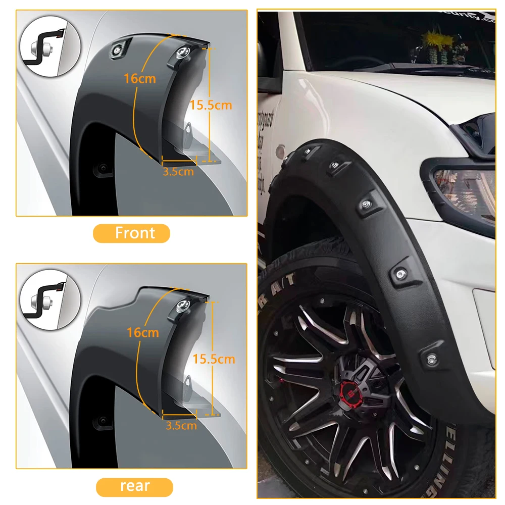 Fender Flares Wheel Arch for Mitsubishi Triton 2006-2014 Fenders with Rivet Paint Matte Black Double Cab Accessories