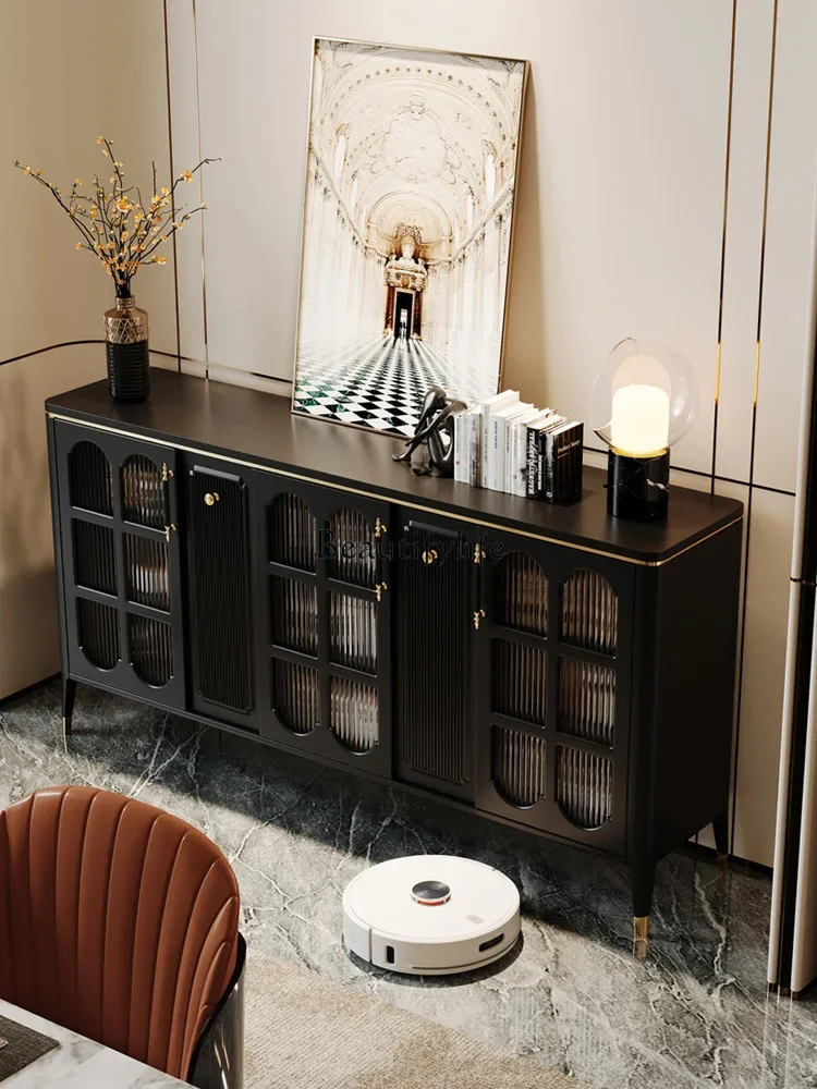 

yj9 Retro Solid Wood Dining Edge Ultra-Thin Black and White Locker Living Room Wall