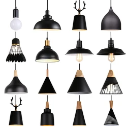 Vintage LED Iron Lampshade Retro Chandeliers Pendant Lights for Loft Kitchen Dining Bedroom Home Indoor Lighting Hanging Lamp