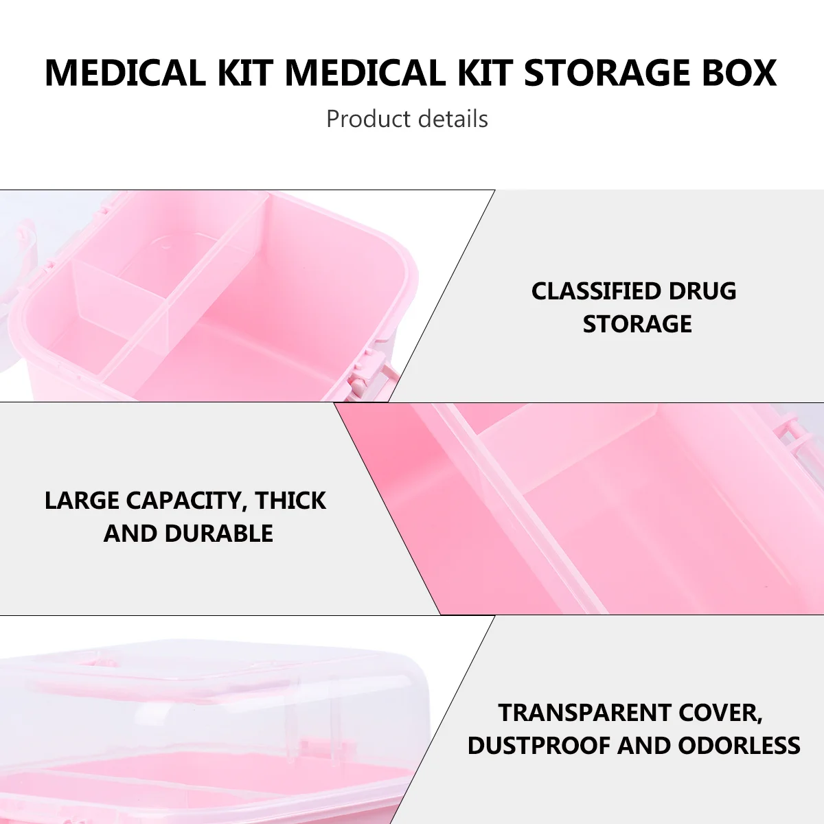 قطعة واحدة من حافظة طب الطوارئ، منظم طبي محمول وخفيف الوزن مع مقبض لتخزين الإسعافات الأولية للسفر والمكتب المنزلي