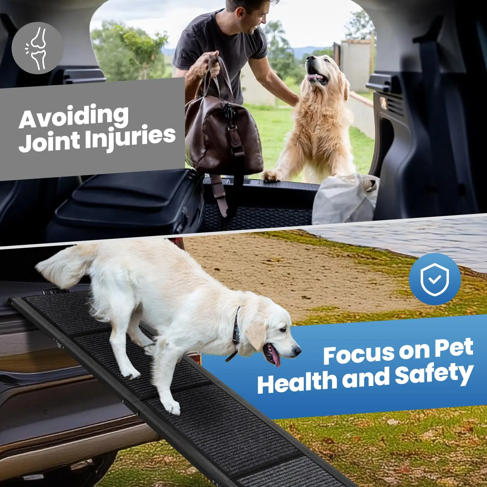 Portable Dog Ramp for Car Extra Long Folding Dog Ramp Anti-Slip Felt Surface Lightweight Pet Ramps for Large Dogs Up to 250LBS