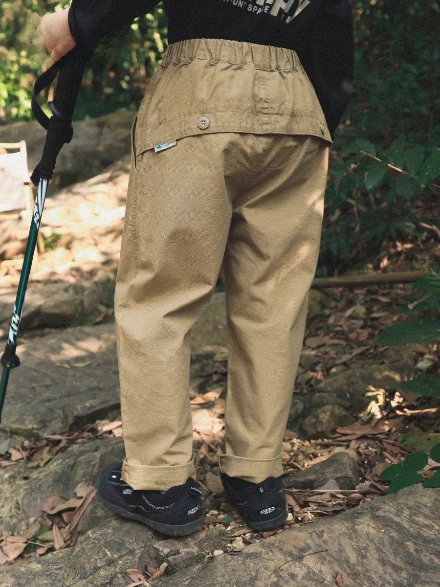 FaceC Boys Windproof Work Trousers Straight Leg Outdoor Wear Resistant Spring Autumn Cotton Leisure Pants for Kids