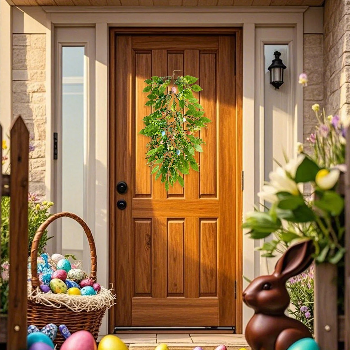 

Пасхальная гирлянда 25,5 дюйма, весенняя подвеска-капля, венок, пасхальное сезонное украшение, пасхальная гирлянда, веревка из виноградной лозы для