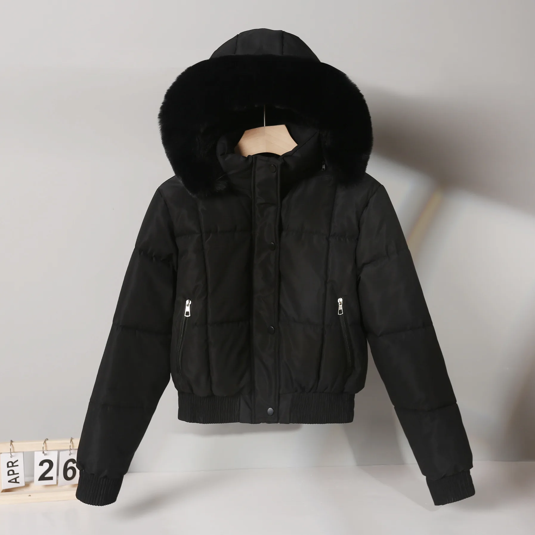 Manteaux à capuche avec doublure polaire, col en fourrure épaisse, pardessus chaud pour étudiant, mode hiver, Parkas en fausse fourrure, veste rembourrée en coton pour femmes