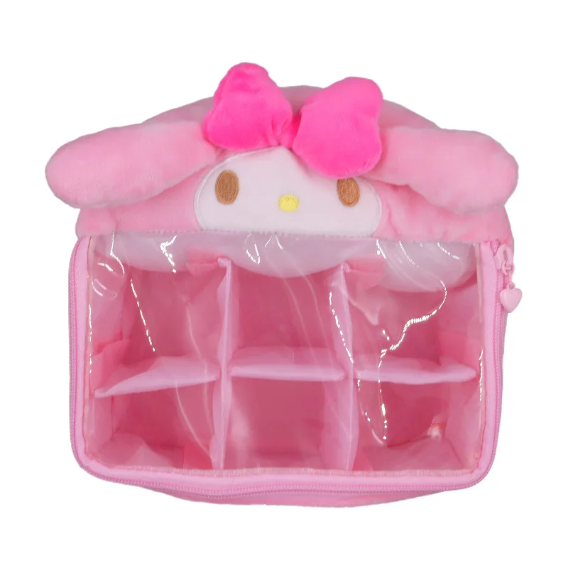 Japanese Cartoon Plush Kuromi Hello Kitty My Melody Dustproof Storage Box with Divided Socks, Underwear Bag, Female Storage Box