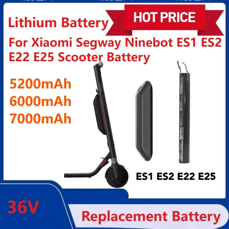 

36V Lithium Battery 5200mah 6000mah 7000mah pack for Xiaomi Segway Ninebot ES1 ES2 E22 E25 Scooter External Battery