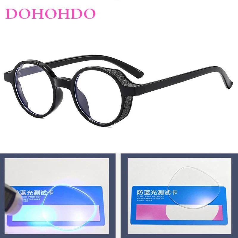 Gafas circulares de bloqueo de luz azul de diseñador de marca de lujo a la moda, gafas ópticas para hombres y mujeres, gafas de protección ocular para ordenador