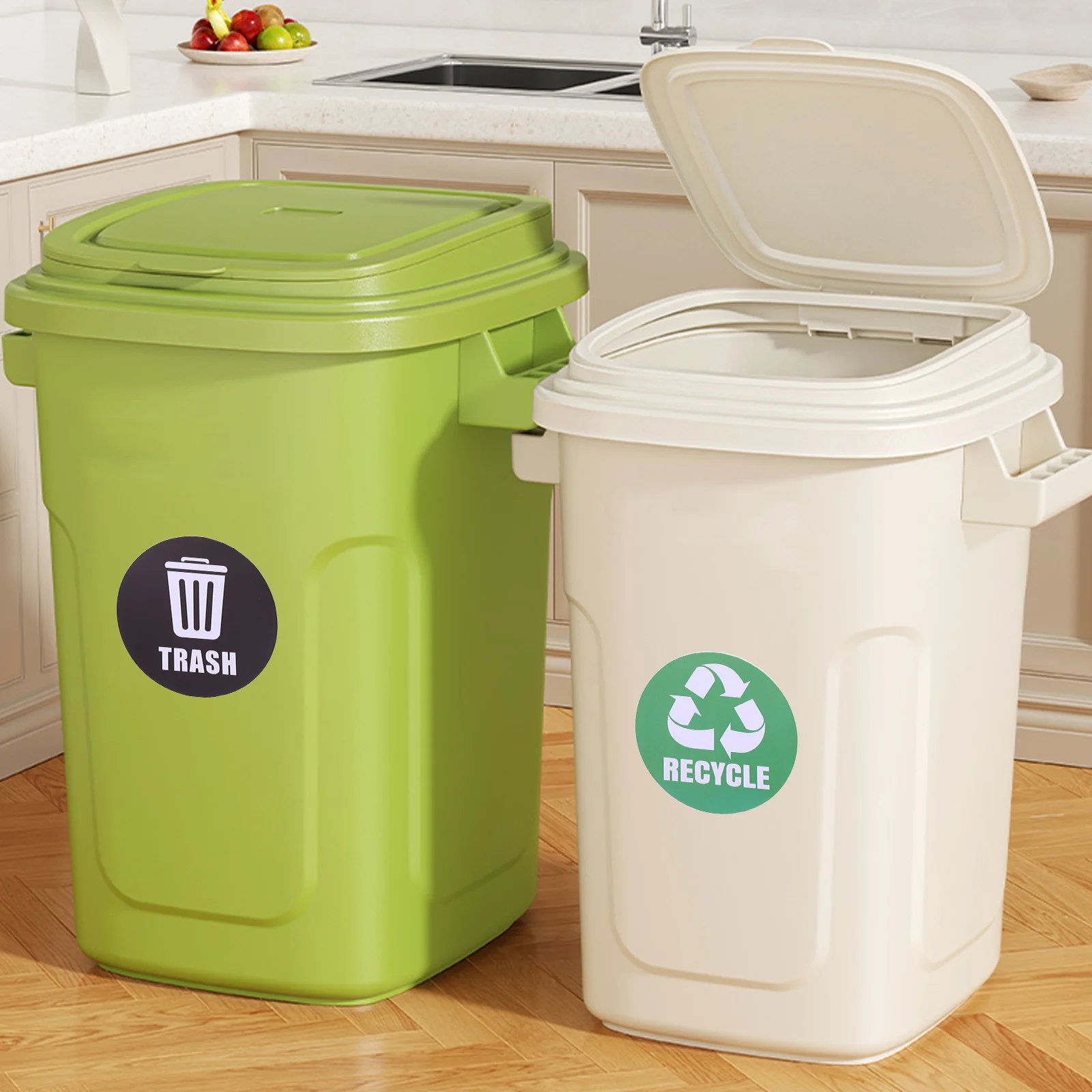 

6Pcs Garbage Sorting Stickers Waterproof PVC Vinyl Labels for Home Office Apartment Hotel Gym Commercial Event Recycling Bin