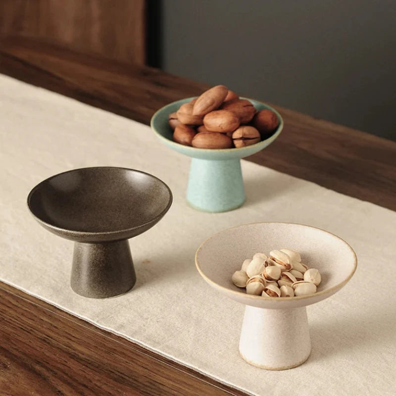 

Ceramic High-Footed Refreshment Tray - Ideal for Fruit, Salad, Dessert & Cake - Elegant Round Dish