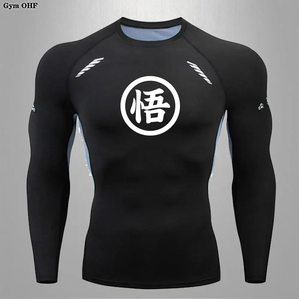 Goku Print Compression Shirts For Men Gym Workout Joging Fitness Undershirts Base Layer Quick Dry Aerobic Exercise Men Tops