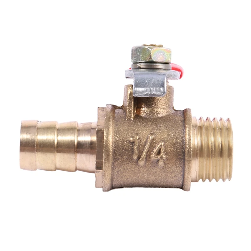 2X 10Mm X 1/4 Inch PT Male Thread Full Port Lever Handle Hose Barb Brass Ball Valve