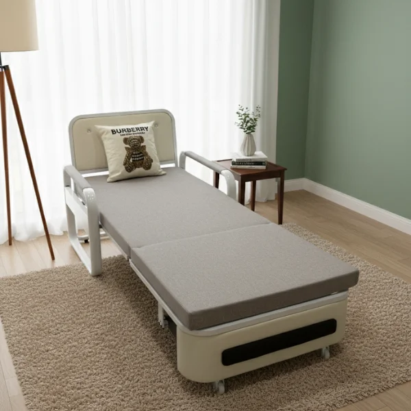 Modern European Style Folding Sofa Bed With Drawer Storage Compact Convertible Couch Space Saving single folding metal bed