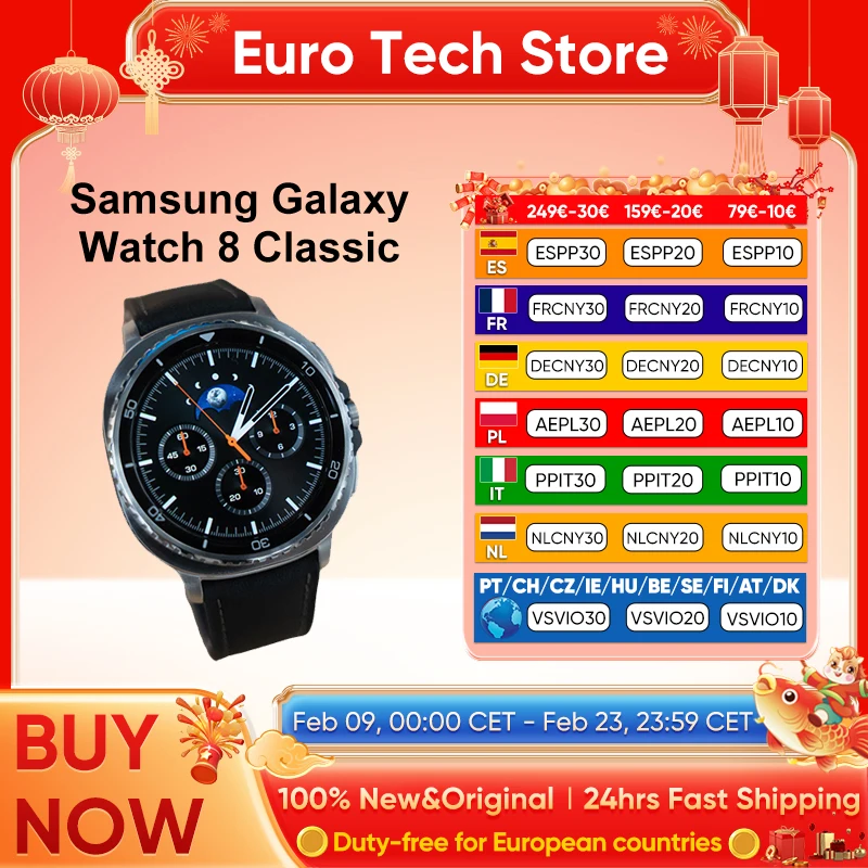 Samsung Galaxy Watch 8 Classic montre intelligente nouveau 2025 Jusqu'à 30 heures avec affichage toujours (AOD) compatible Bluetooth : v5.3 Operatin