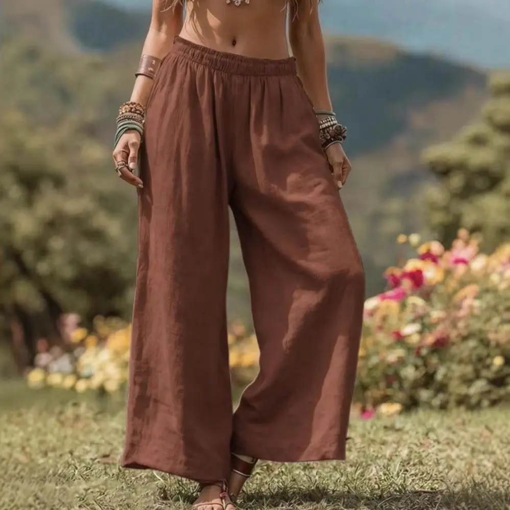 

Женские брюки для повседневной носки, с эластичным поясом, широкие, свободного кроя, для весны и осени, удобные, длинные.