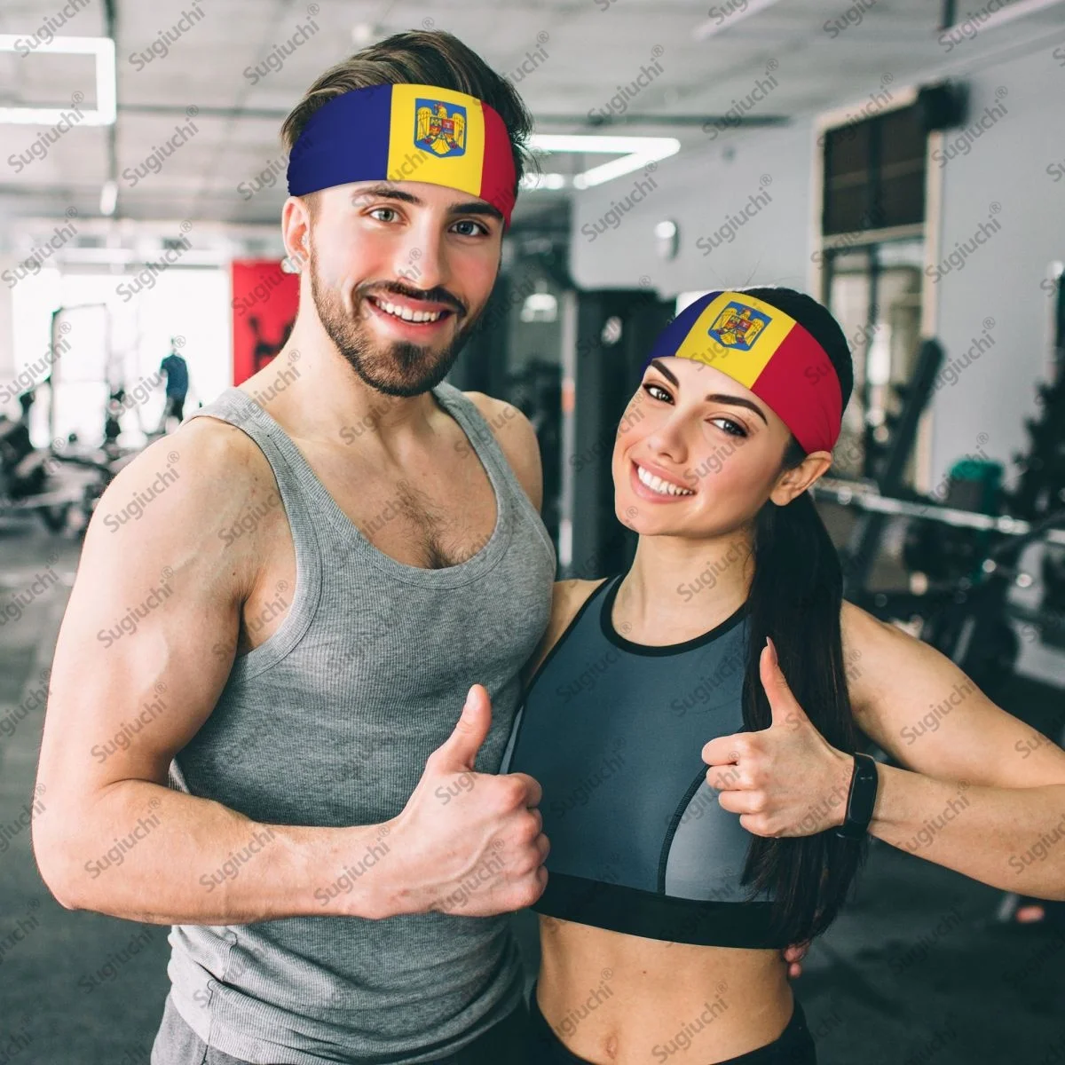

2025 Romania Flag Sweatband Women Men Moisture Wicking Syriac Aram Gym Headband for Cycling Yoga