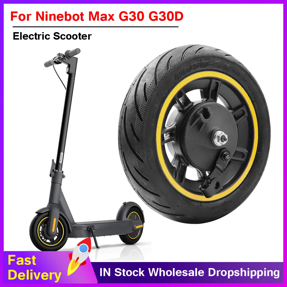 10 Inch Front Wheel with Vacuum Tubeless Tire Assembly for Ninebot Max G30 Kickscooter Front Wheel sets Electric Scooter Parts