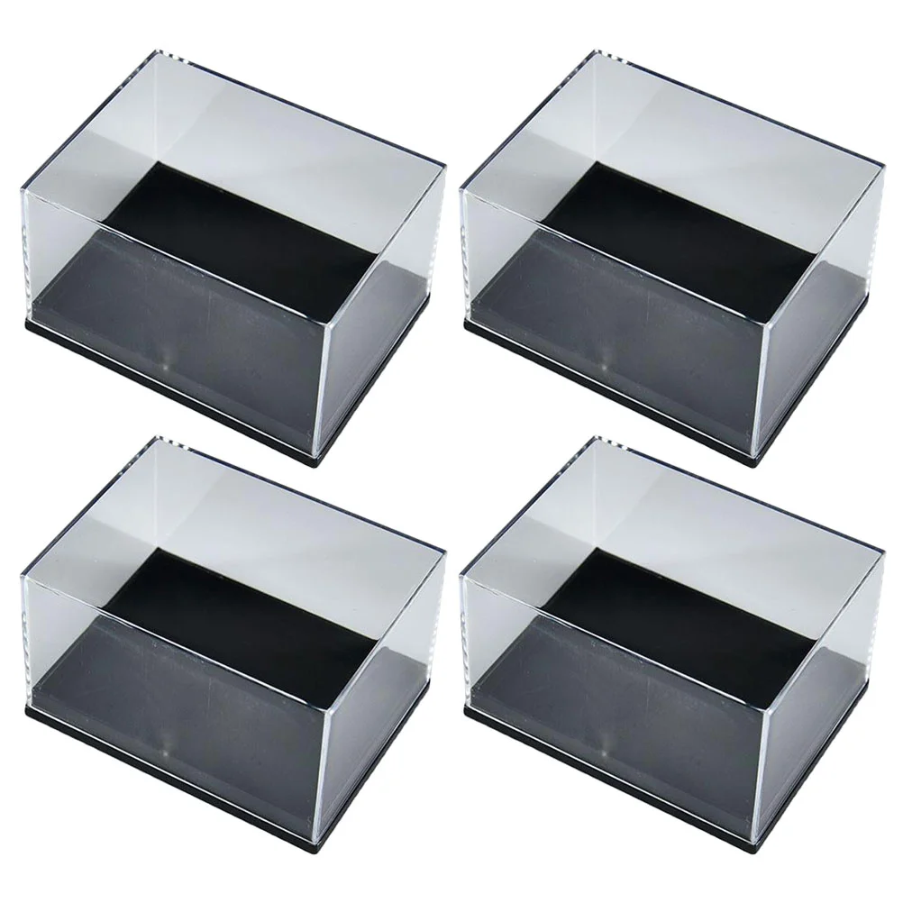 4 Pcs Transparent Display Case Cabinet Shell Mineral Specimen Boxes Plastic Holder Container Storage Small Man Jewelry Tray