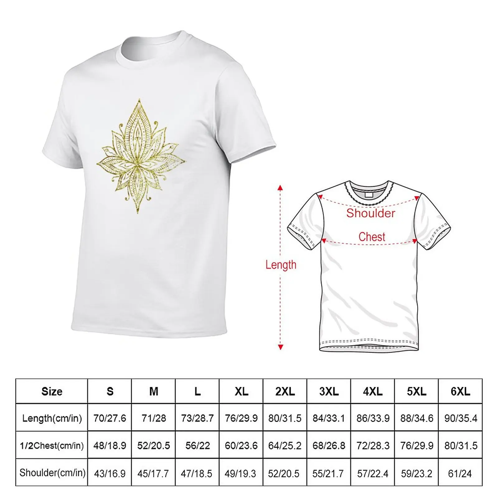 New White and Gold Lotus Damask Pattern T-Shirt graphic t shirt quick-drying t-shirt sweat shirts, men