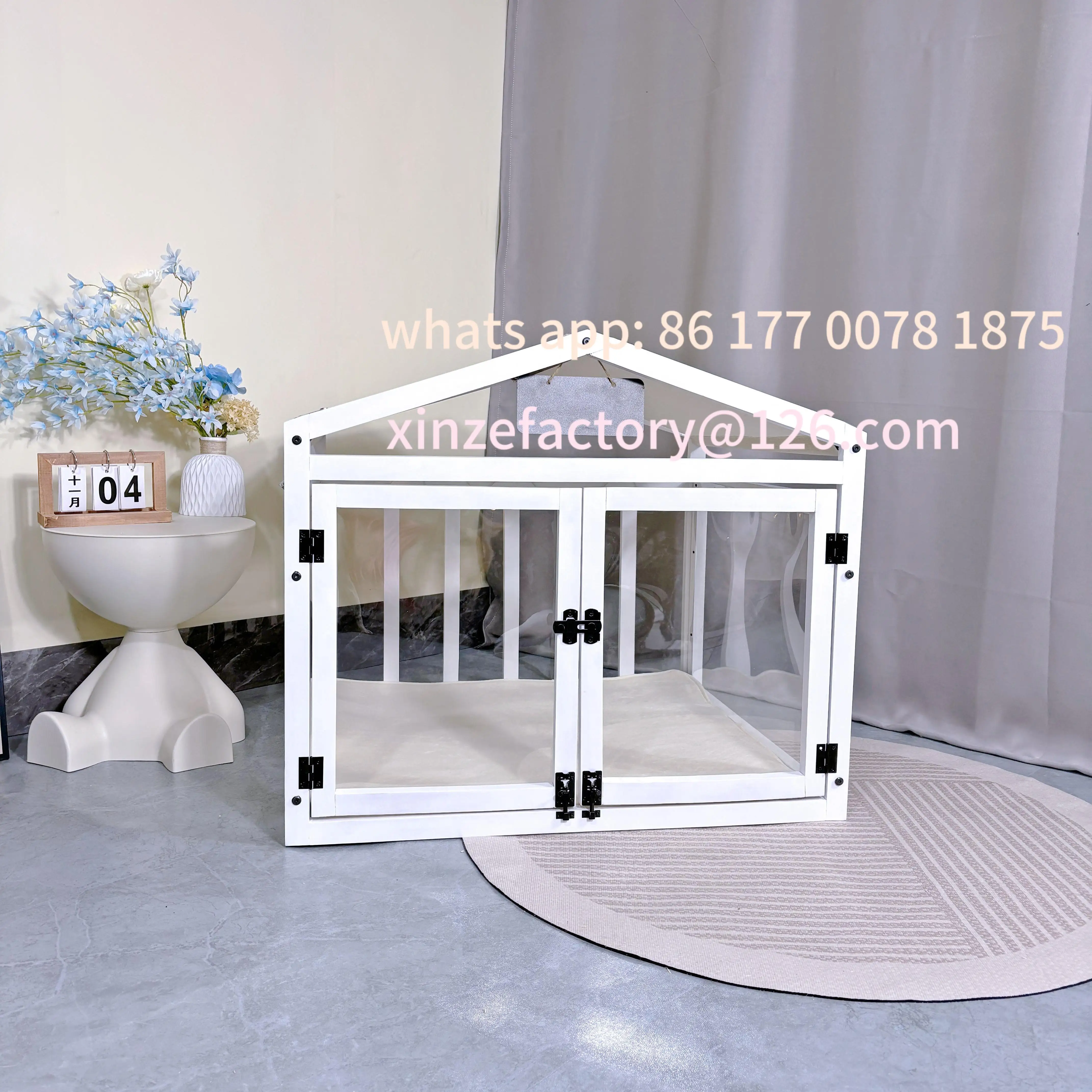 

Customizable Solid Wood Transparent Kennel Small Dog Enclosure Pet House Indoor-outdoor Dog House Crate Waterproof