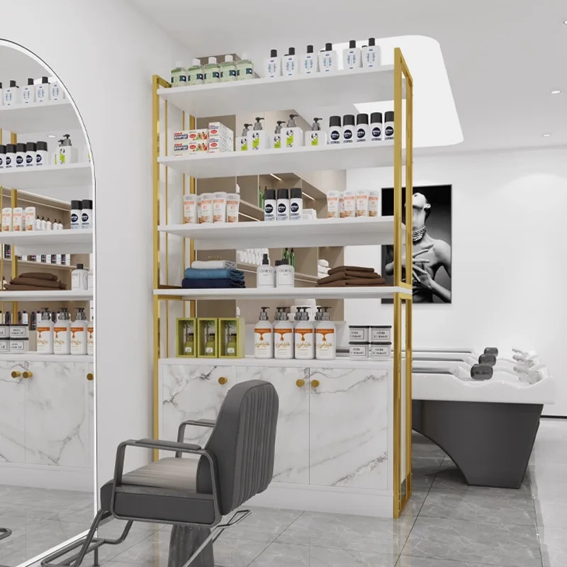 Barber Shop Display Cabinet Product Display Cabinet Hair Salon Special Storage Shelf Beauty Salon Cosmetics