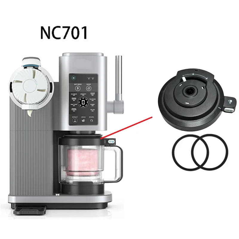 B83B-غطاء وعاء خارجي مع مجموعة مجداف حلقة لإحكام الإغلاق لسلسلة نينجا NC700/NC701 صانع الآيس كريم استبدال غطاء كريمي قابل لإعادة الاستخدام