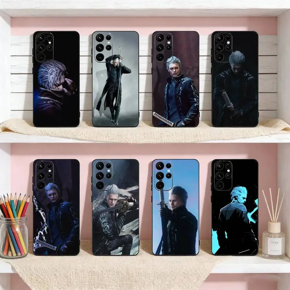 

V-Vergil Game D-Devil Phone Case For Samsung S25,24,23,22,30,21,10,9,Ultra,Plus,Lite Soft Black Case