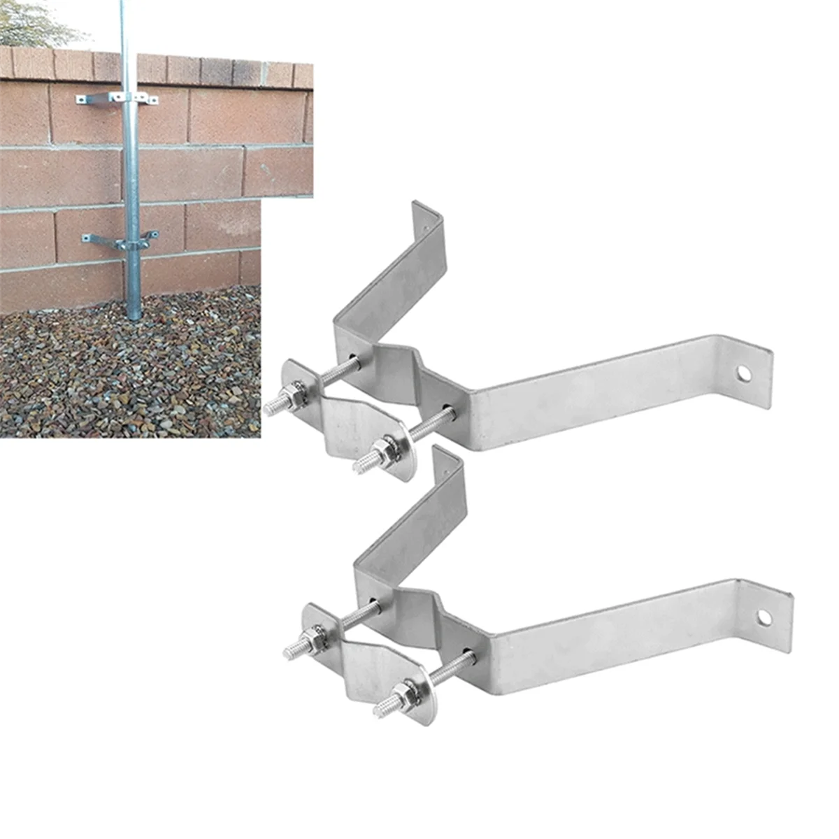 

A002 Heavy-Duty Wall Mount Pair for TV Antenna Mast with (2) Brackets Adjustable Antenna Mast Mounting Bracket