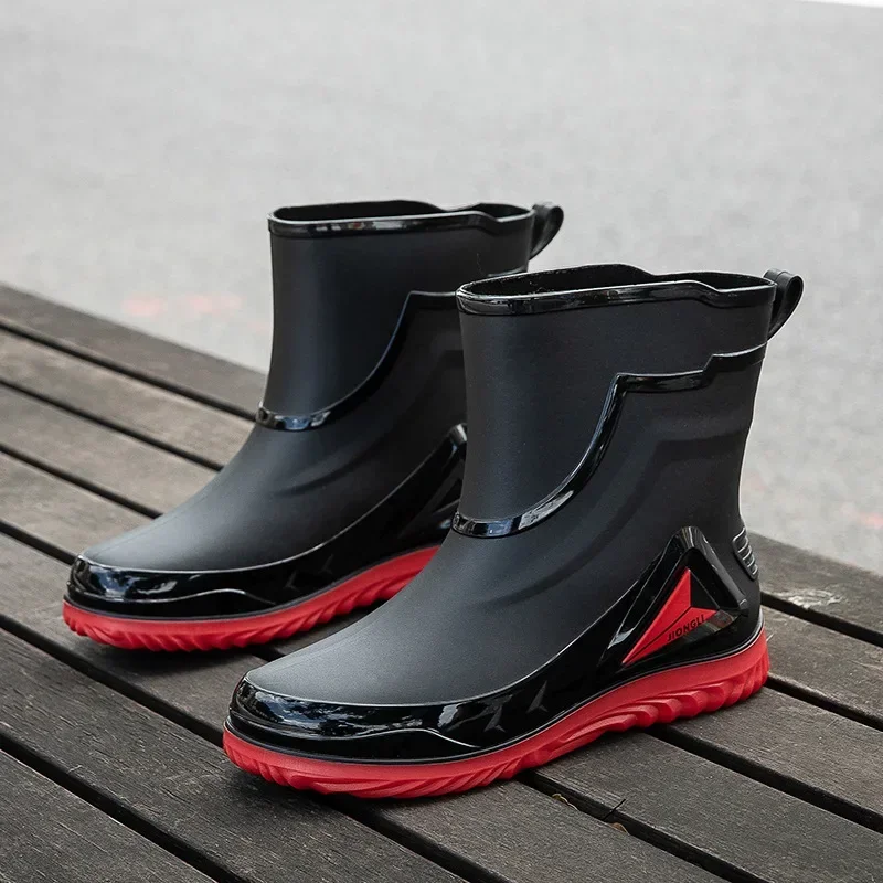 Men\'s waterproof anti-slip rain boots outdoor fishing boots new rain boots men\'s rubber shoes with velvet to keep warm in winter