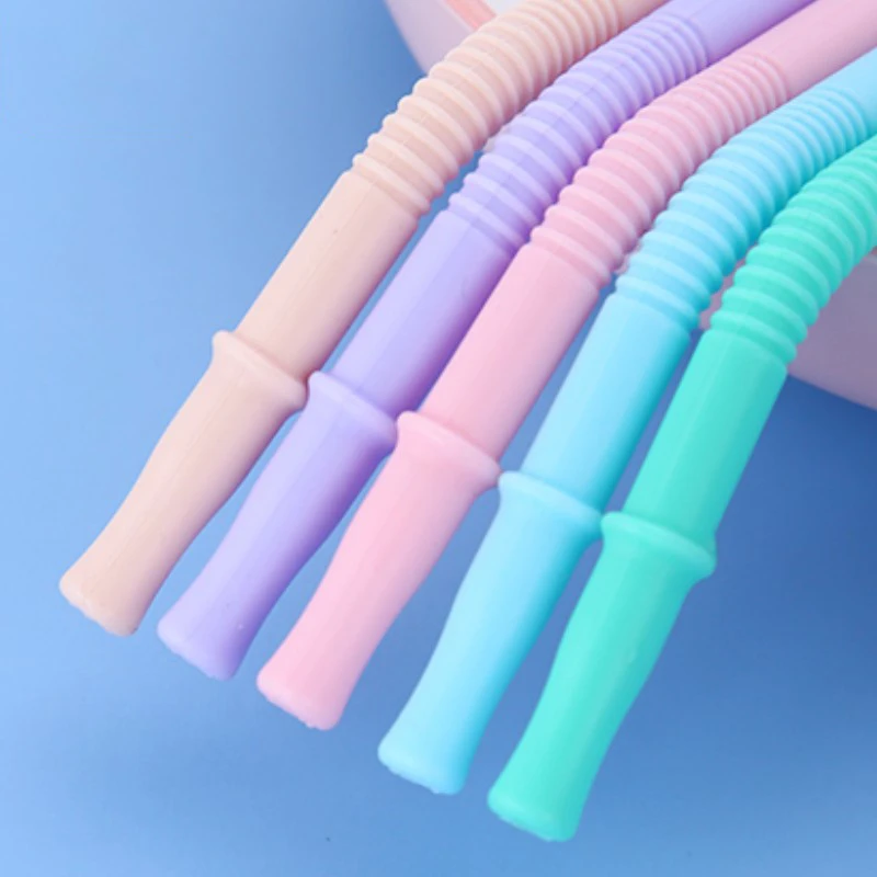 Food Grade Silicone Straw Reusable Bent Drinking Straw Portable Milk Tea Straw For Children Drinkware Party Bar Accessories