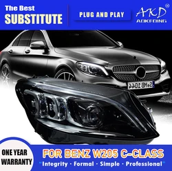 AKD Head Lamp for Benz W205 LED Headlight 2014-2020 Headlights C200 C260 C300 DRL Turn Signal High Beam Angel Eye Projector Lens