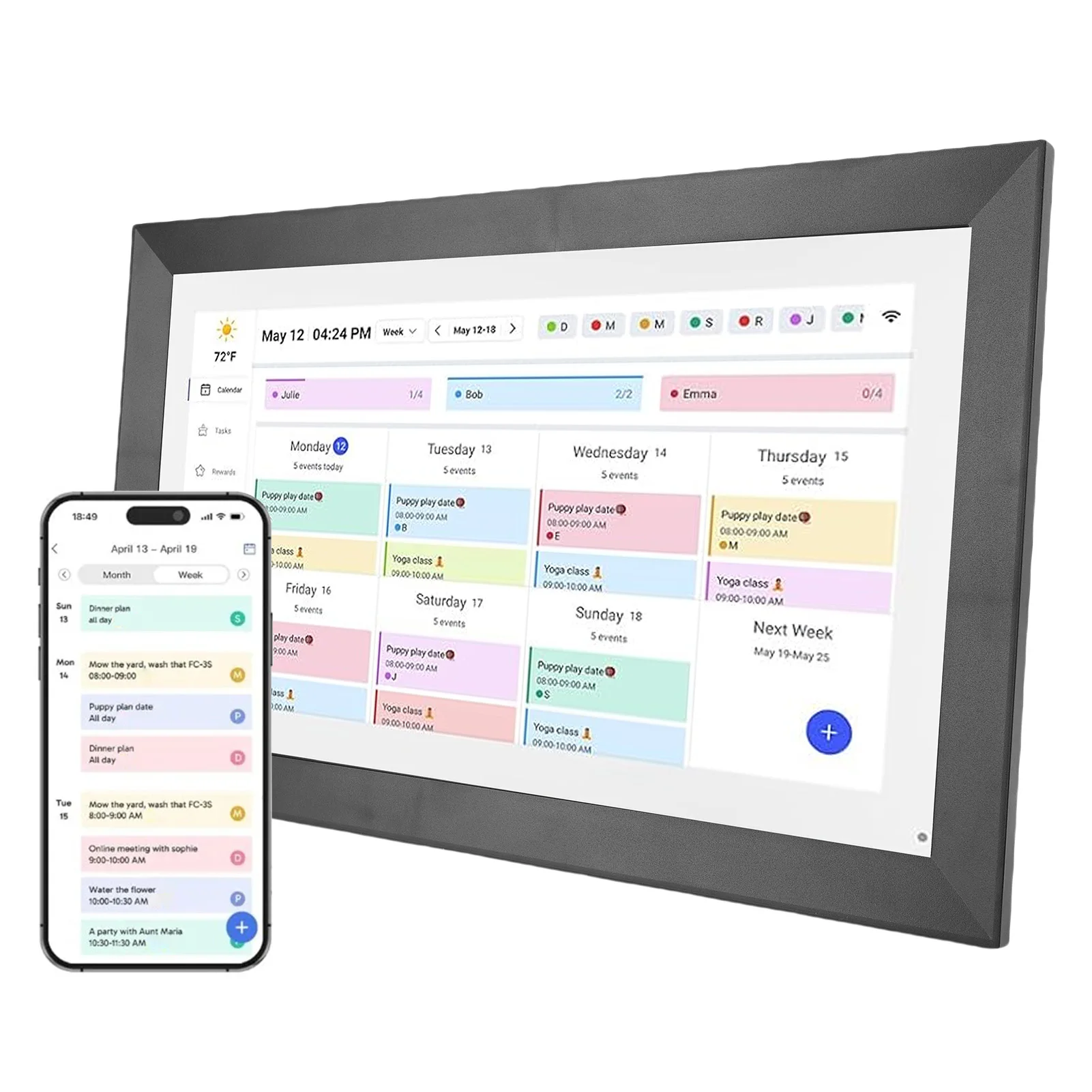 

Умный цифровой календарь Wi-Fi 1080P 32 ГБ 1920x1080P 15,6 дюйма сенсорный экран Wi-Fi интерактивный настенный планировщик с приложением для семьи