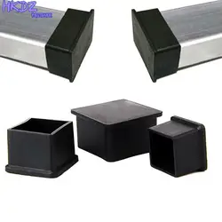 Chair Leg Caps Rectangle Black Rubber Table Furniture Feet Pipe Tubing End Cover Socks Plugs Non-slip Floor Protection Pads