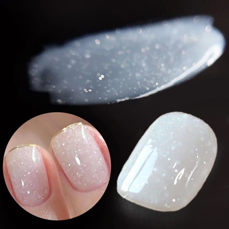 BORN PRETTY 10ml Gelatina Bianco Glitter Gel Smalto per unghie Bianco latte Rosa Paillettes Soak Off Vernice UV Giada Unghie artistiche Forniture per manicure