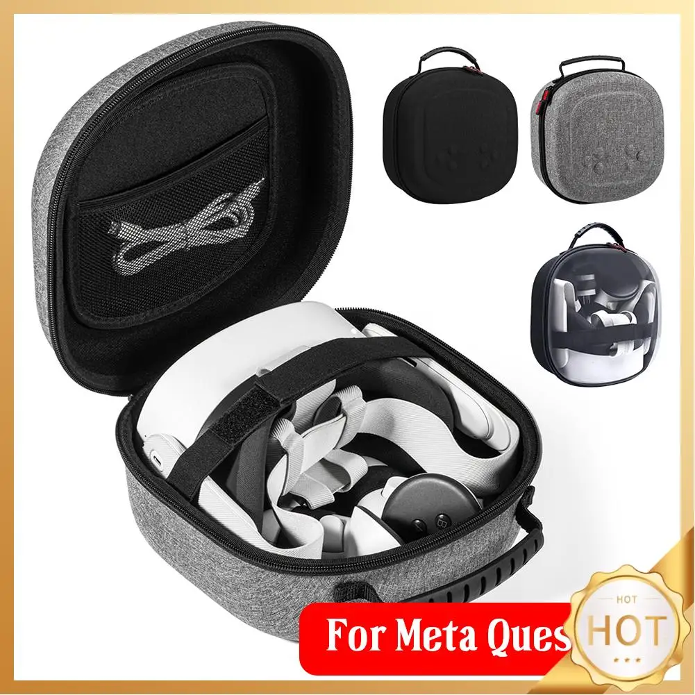 Alças maleta de transporte à prova de choque saco de armazenamento de viagem com bolso de malha portátil caso protetor para meta quest 3s vr acessórios