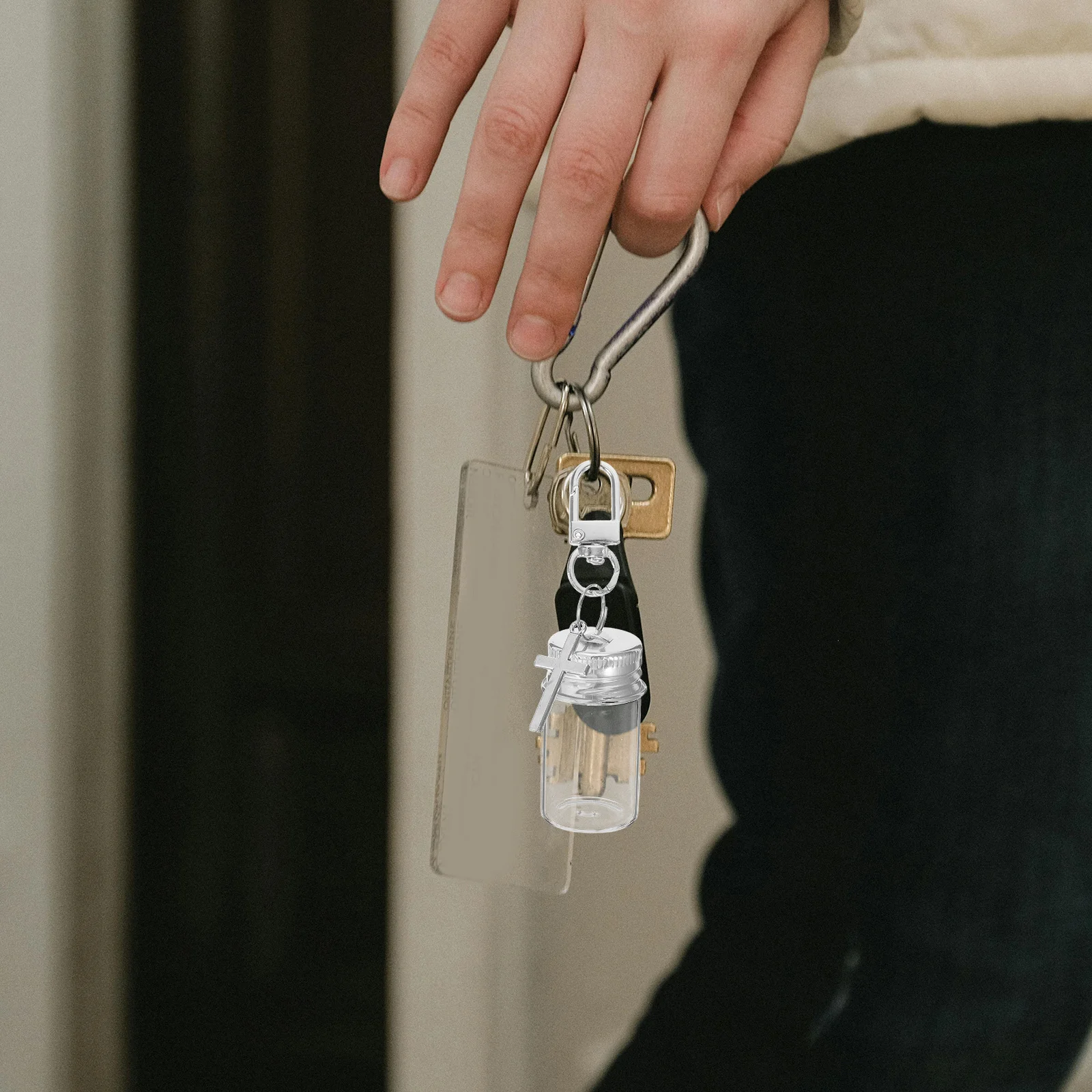 

10Pcs Mini Wishing Bottle Keychain Clear Glass Vial Pendant DIY Craft Decoration Tiny Spell Jar Drifting Bottle Charm