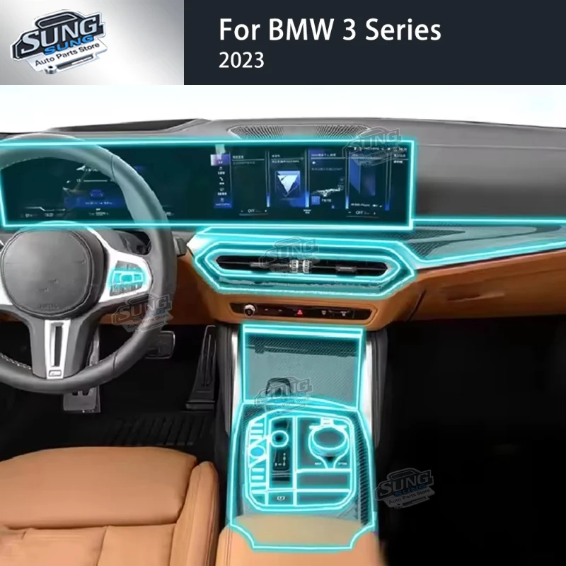 طبقة رقيقة واقية من البولي يوريثان لسيارات BMW G20 G21 Series 3 2023 وحدة تحكم مركزية داخلية للسيارة شفافة مضادة للخدش إصلاح ملحقات السيارة #2