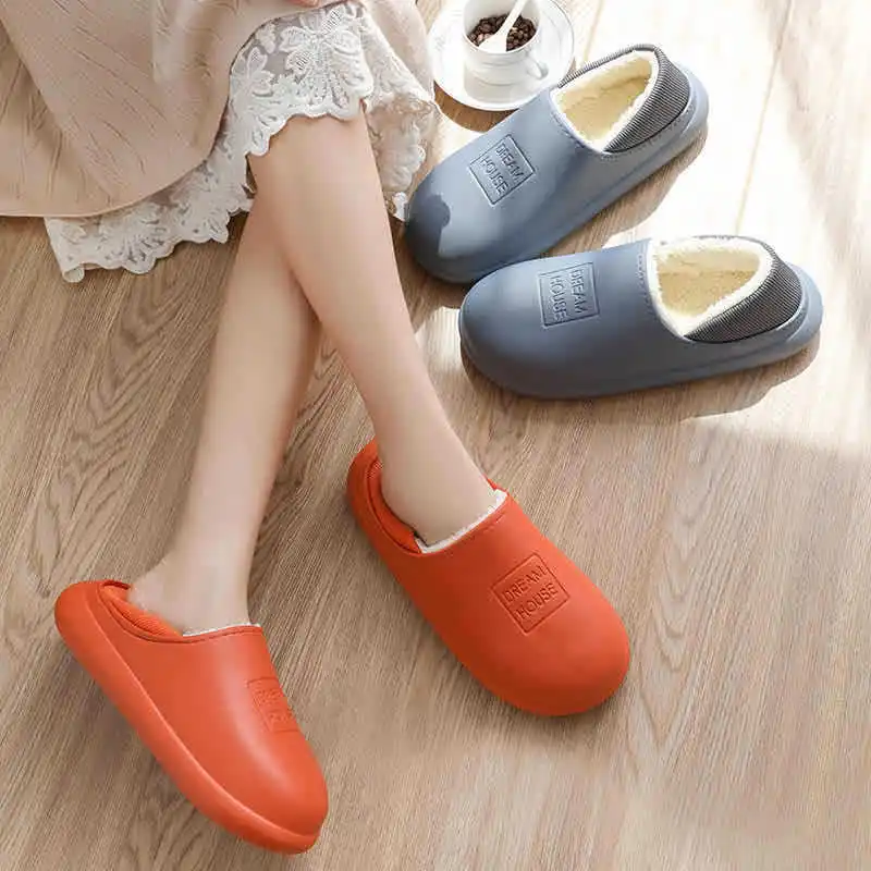 2023 New Winter Slippers Warm Men Shoes Waterproof Women Couples Non-Slip Plush Cotton Indoor Outdoor Kids Home Autumn Children