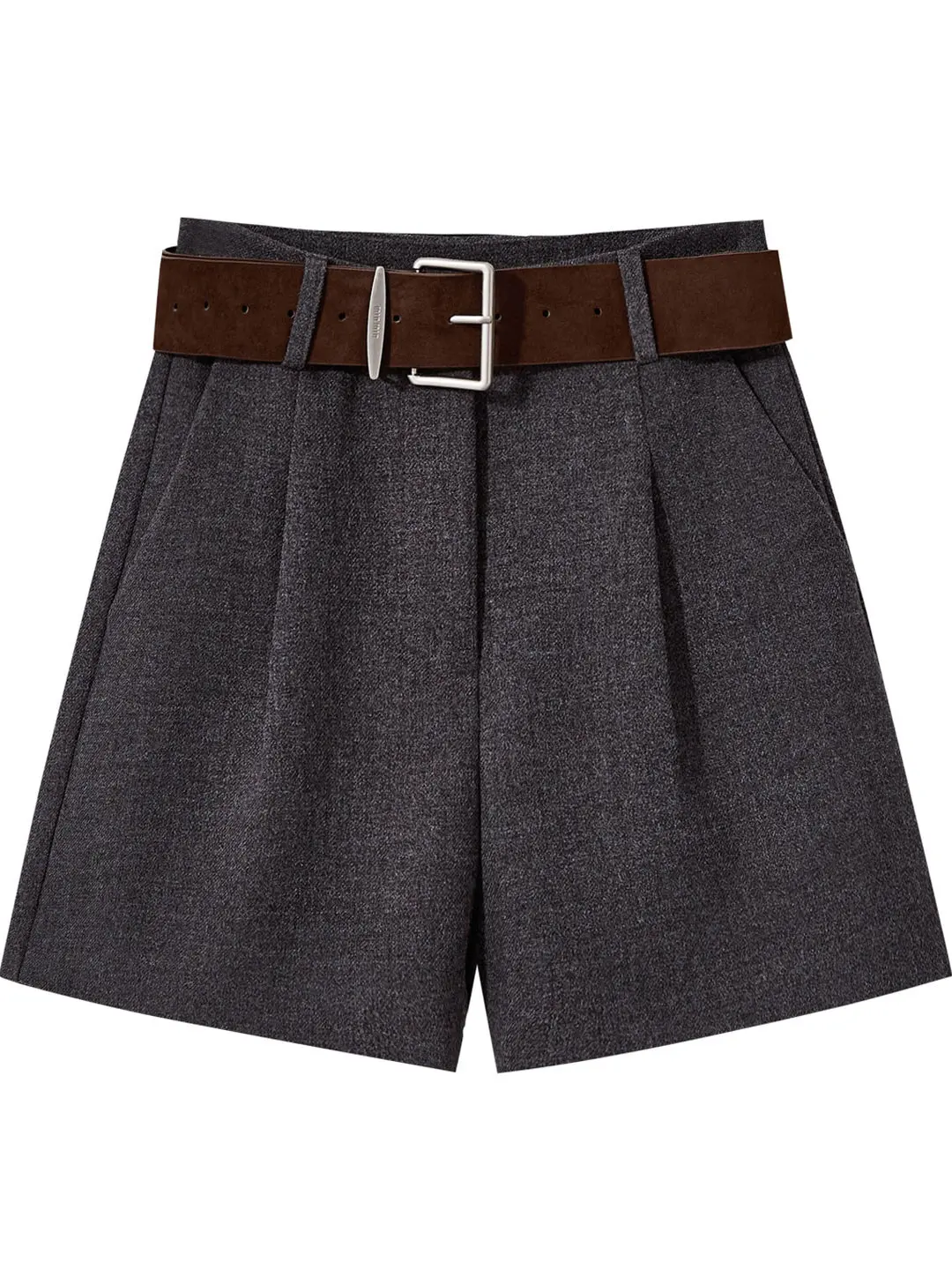 

Gray Thickened Suit Shorts Women's Outerwear Autumn Winter High Waist Simple Versatile A-Line Casual Wide Leg Pants