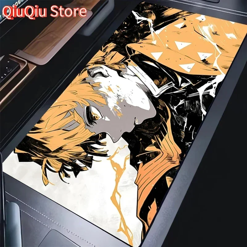 

Black And White Mousepad Laptop Anime Demon Slayer Zenitsu Keyboard Rug PC Gamer Cabinet Mouse Pad Large Cool Extended Desk Mat