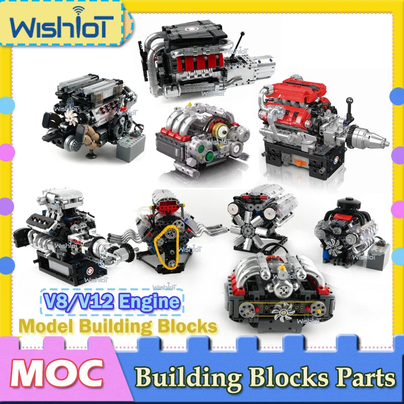 

10203 Имитация двигателя V8/V12, высокотехнологичные строительные кирпичи, собранный орнамент для мальчиков 10205 с приводом двигателя, блоки MOC, игрушка в подарок